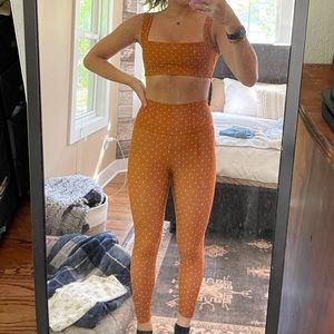 WeWoreWhat Orange Polka Dot Leggings and Bra